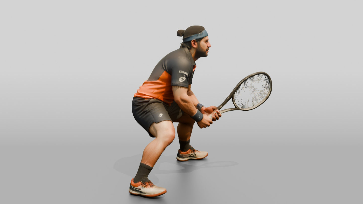 Male Tennis Player in a Wide Defensive Stance