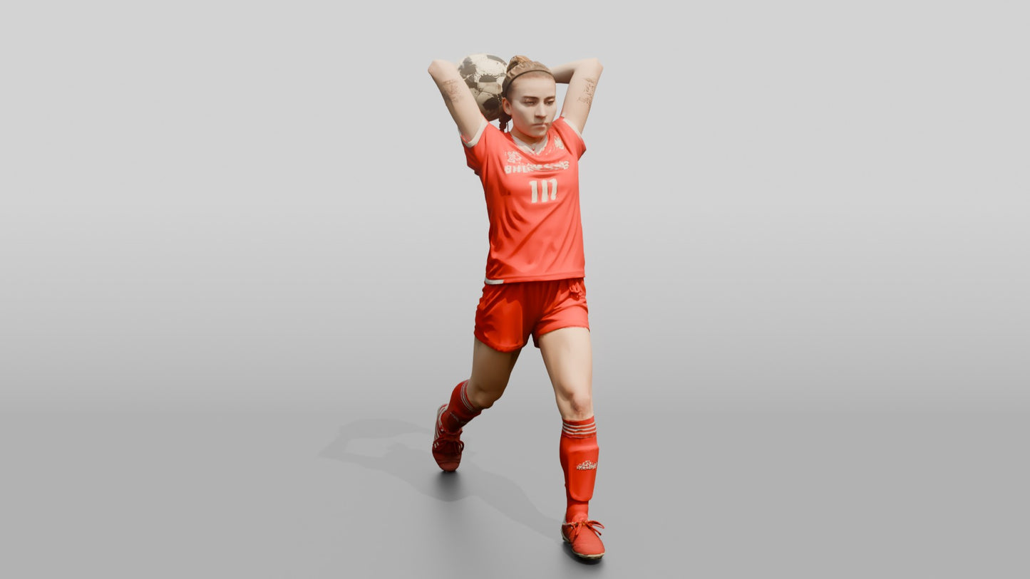 Soccer Player Arched Throw-In