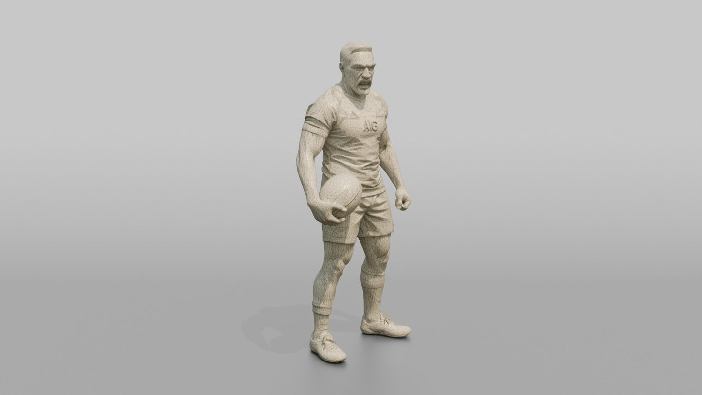 Maori Player Holding the Ball with a Mouthguard Bite