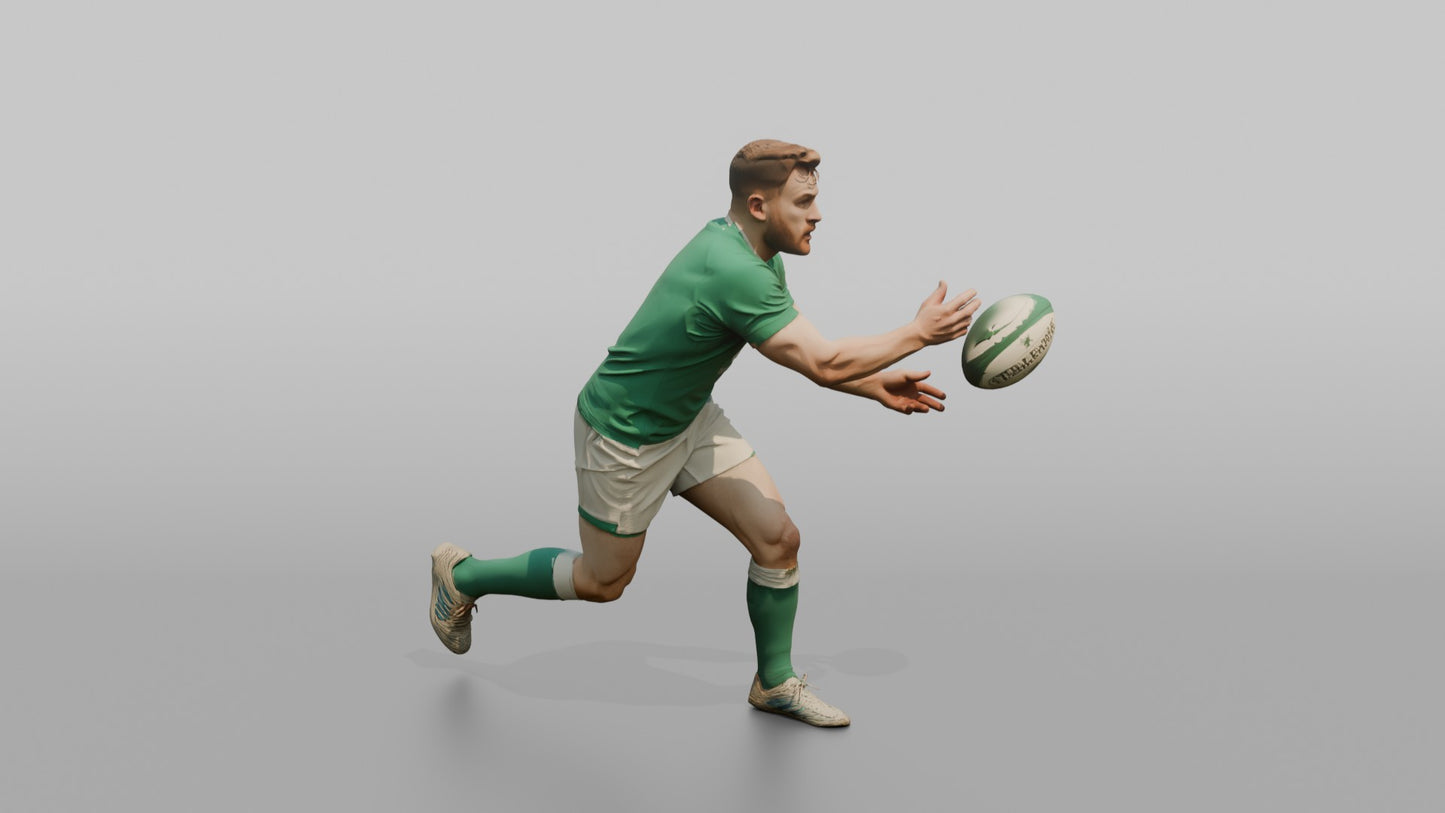 Irish Fly-Half Delivering a Rapid Spin Pass