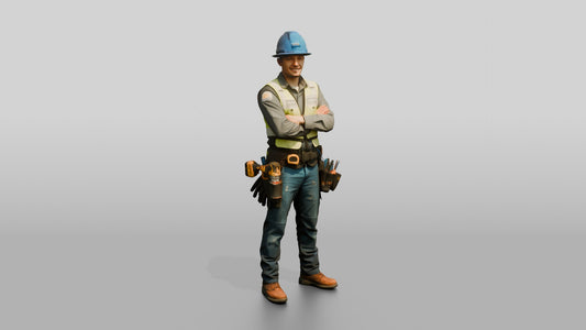 Construction Worker Man 78 - 3D character model, view 1