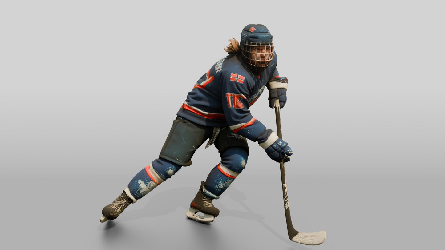 Norwegian Teen Boy Playing Ice Hockey