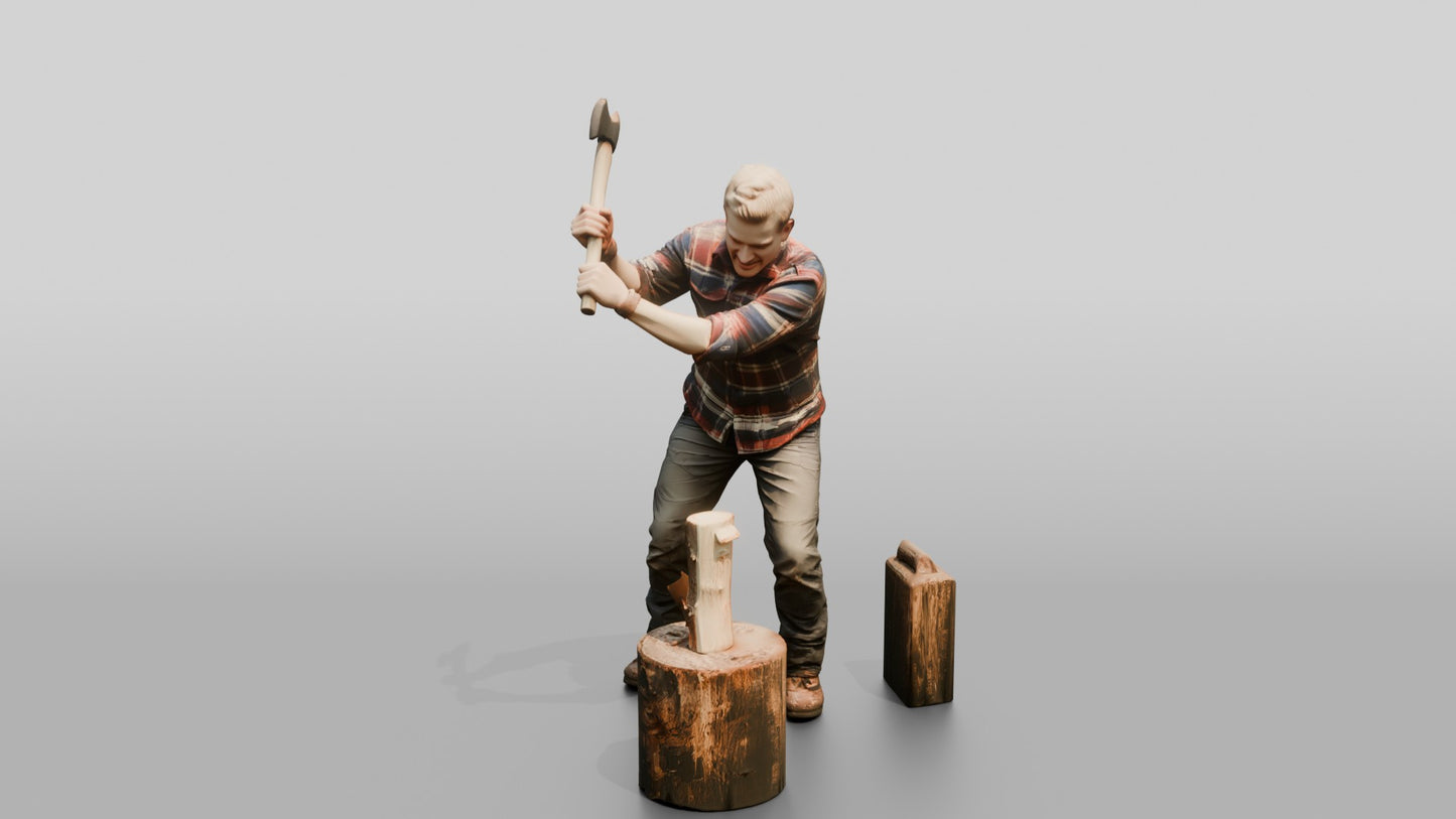 Norwegian Man Chopping Firewood