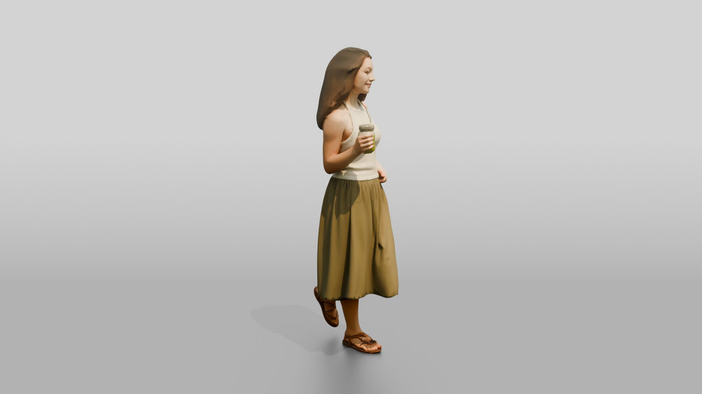 Woman with a Cocktail in an Olive Skirt