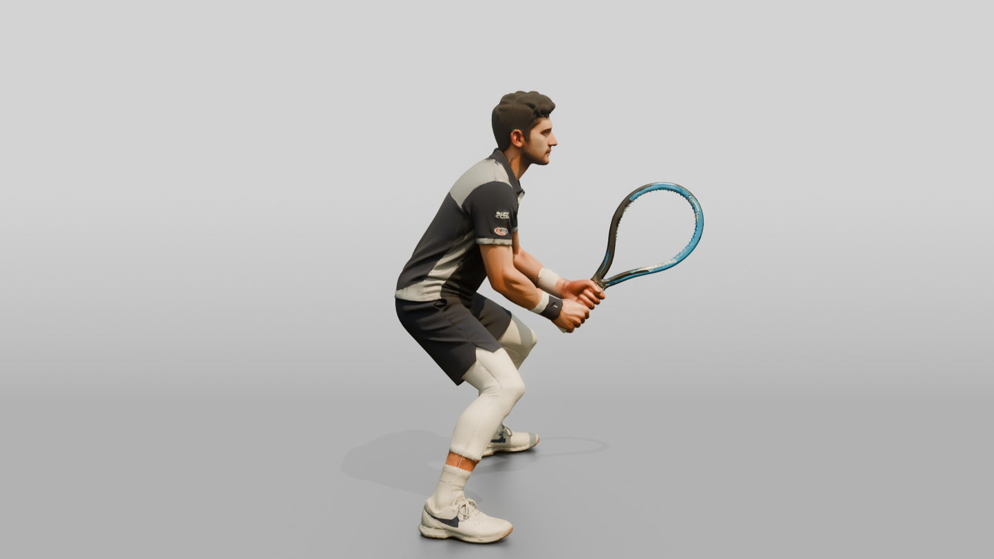 Male Tennis Player Leaning In with Focus