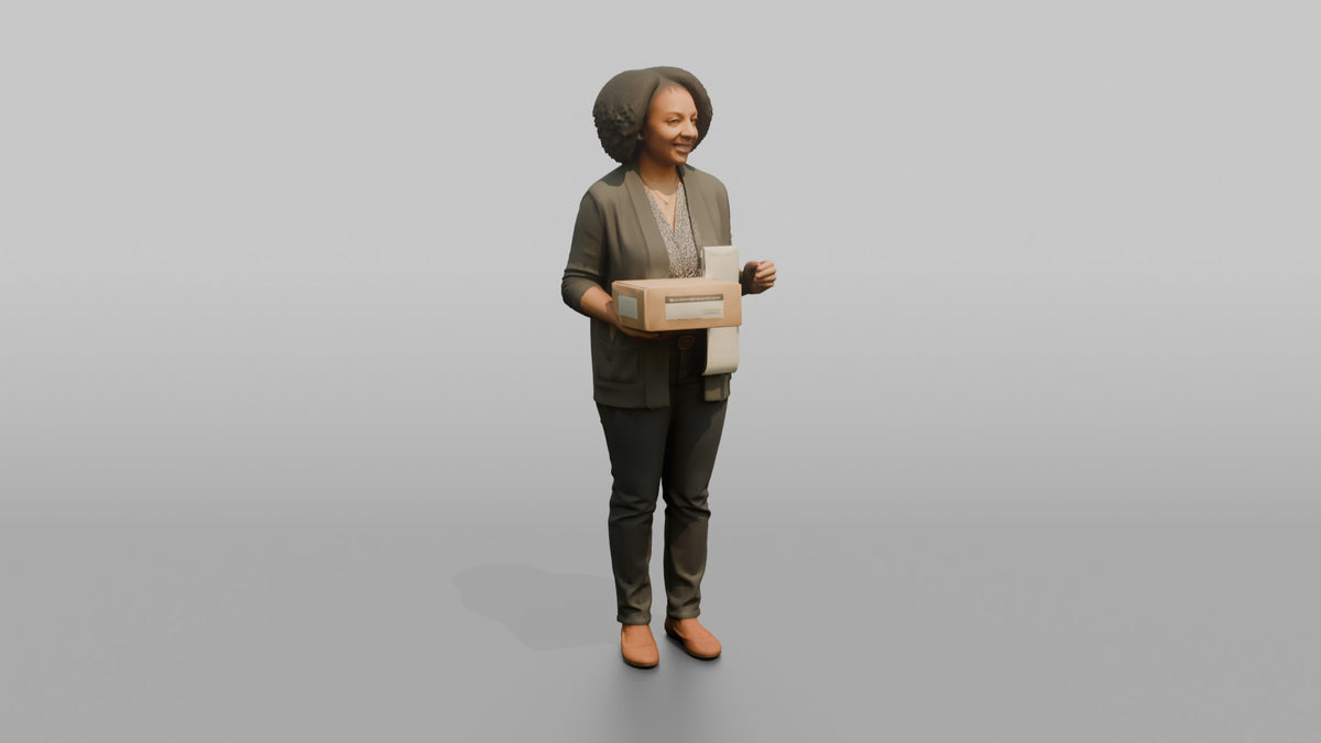 Woman Customer Holding A Return Item And A Printed Receipt - 3D character model