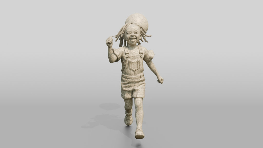 African Girl Running with a Red Balloon