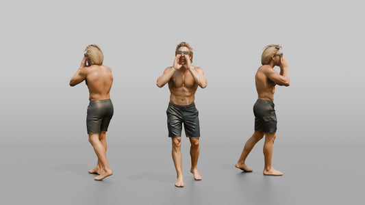 Surfer Calling Out with Cupped Hands