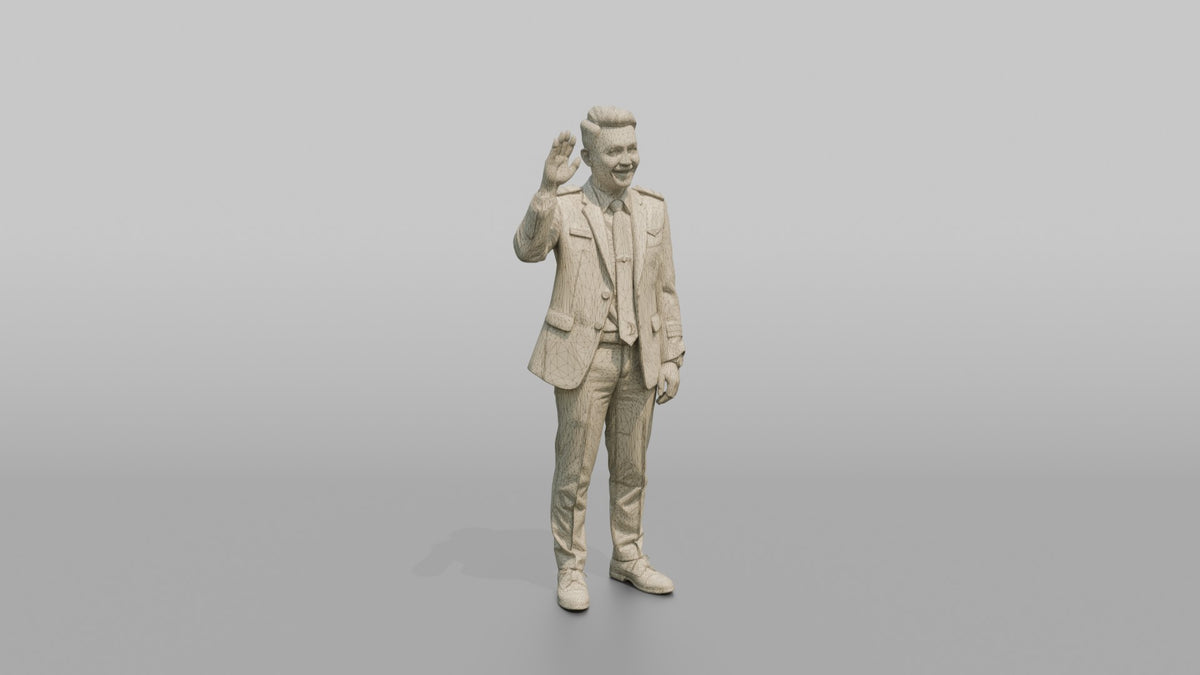 Black Flight Attendant Assisting with a Seatbelt Buckle - wireframe topology preview