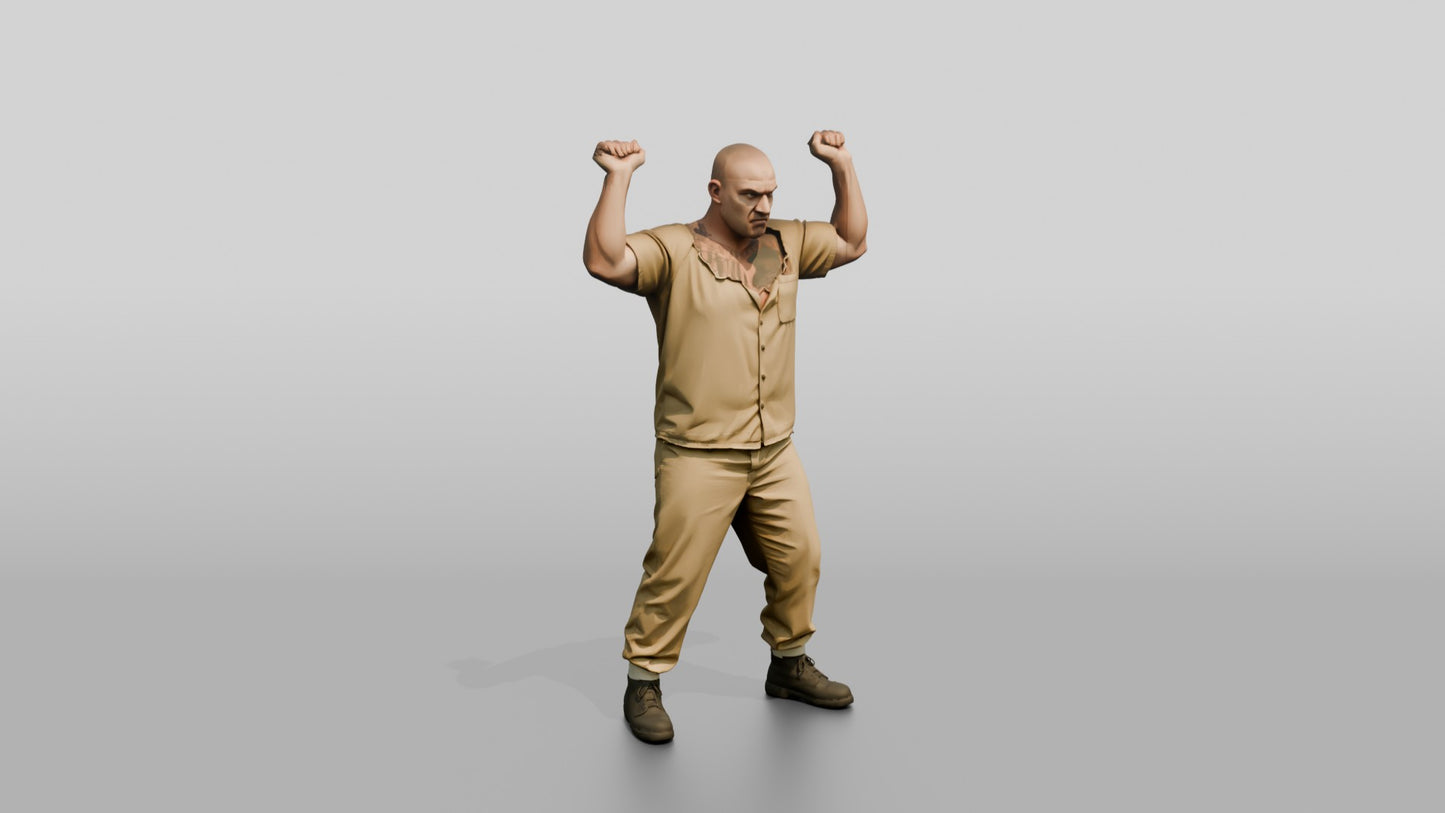 White Male Prisoner in a Khaki Uniform