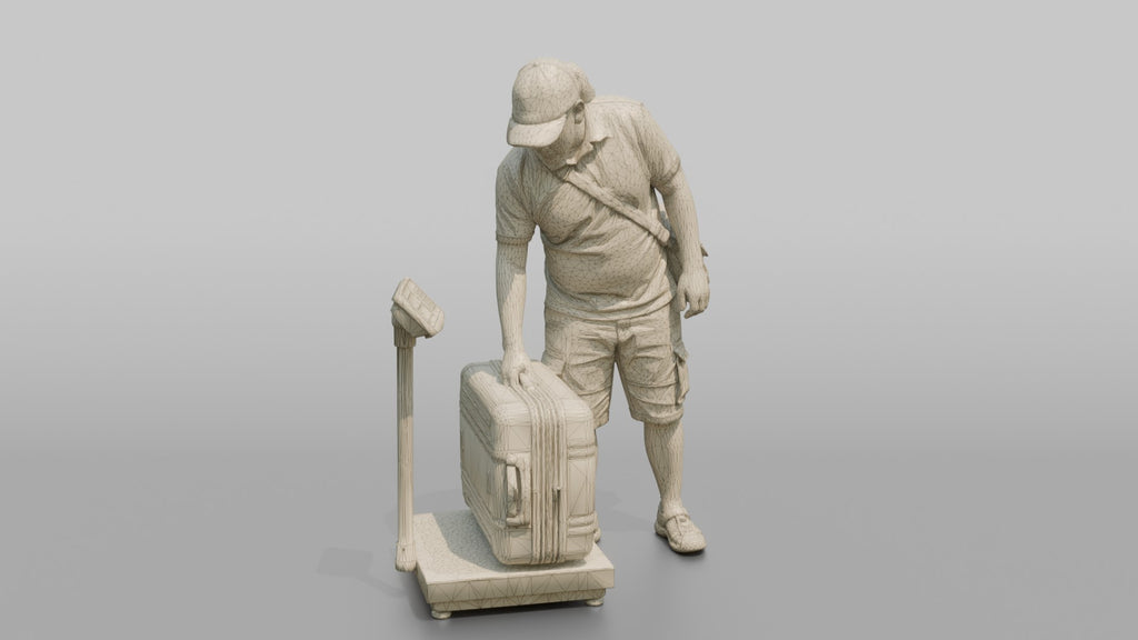 Traveler Weighing His Suitcase