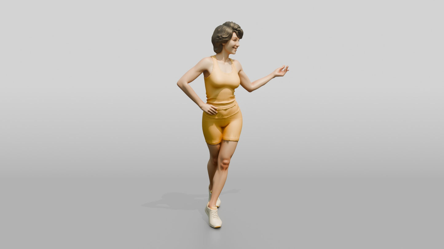 Woman in Yellow Activewear in a Playful Pose