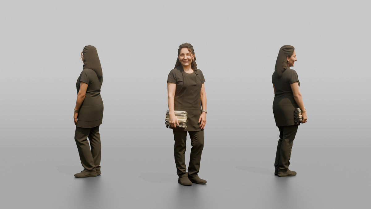 Nail Technician Woman Holding A Stack Of Nail Files - 3D character model, view 1