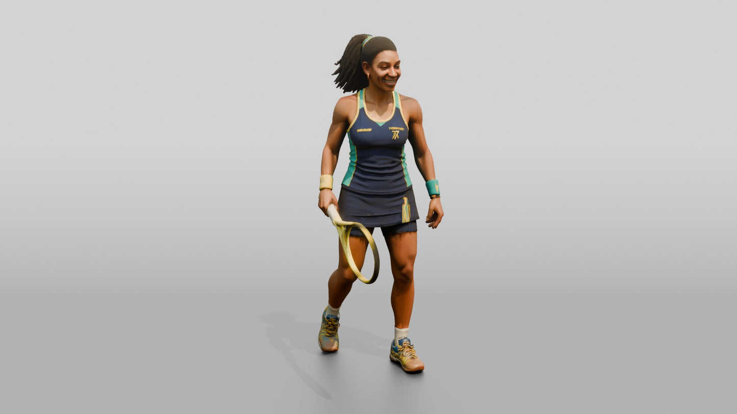 Female Tennis Player Grinning After a Close Miss