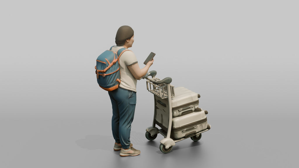 Traveler Checking In On Her Phone