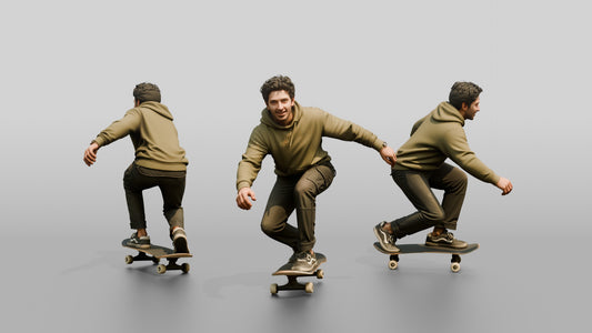 Man Riding Skateboard Crouching