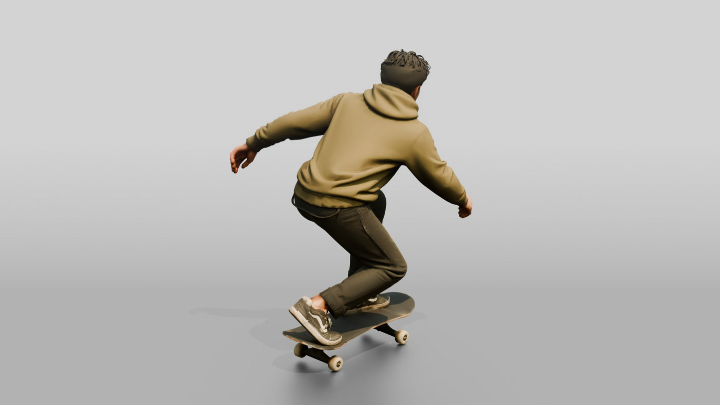 Man Riding Skateboard Crouching