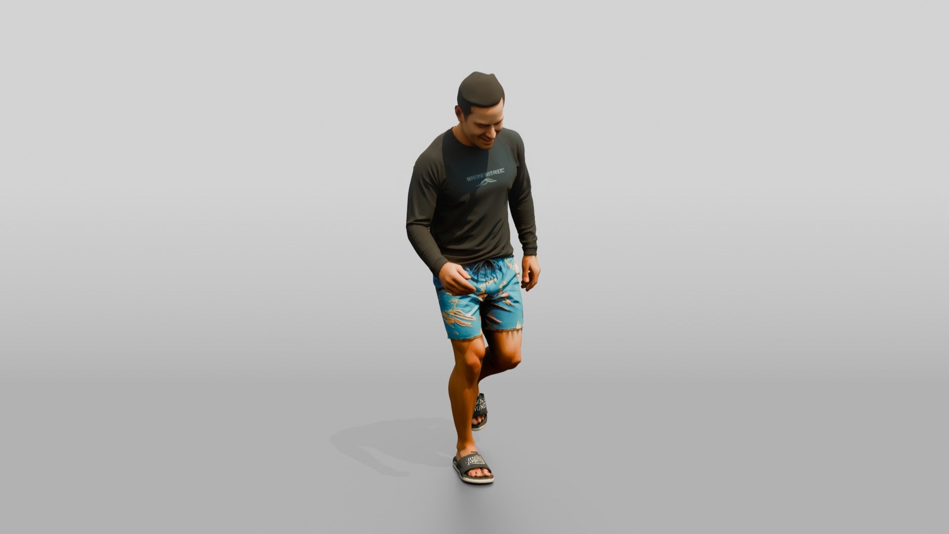 Man Testing Sand With Bare Feet