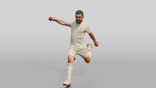 Soccer Player Taking a Power Shot - 3D character model, view 1