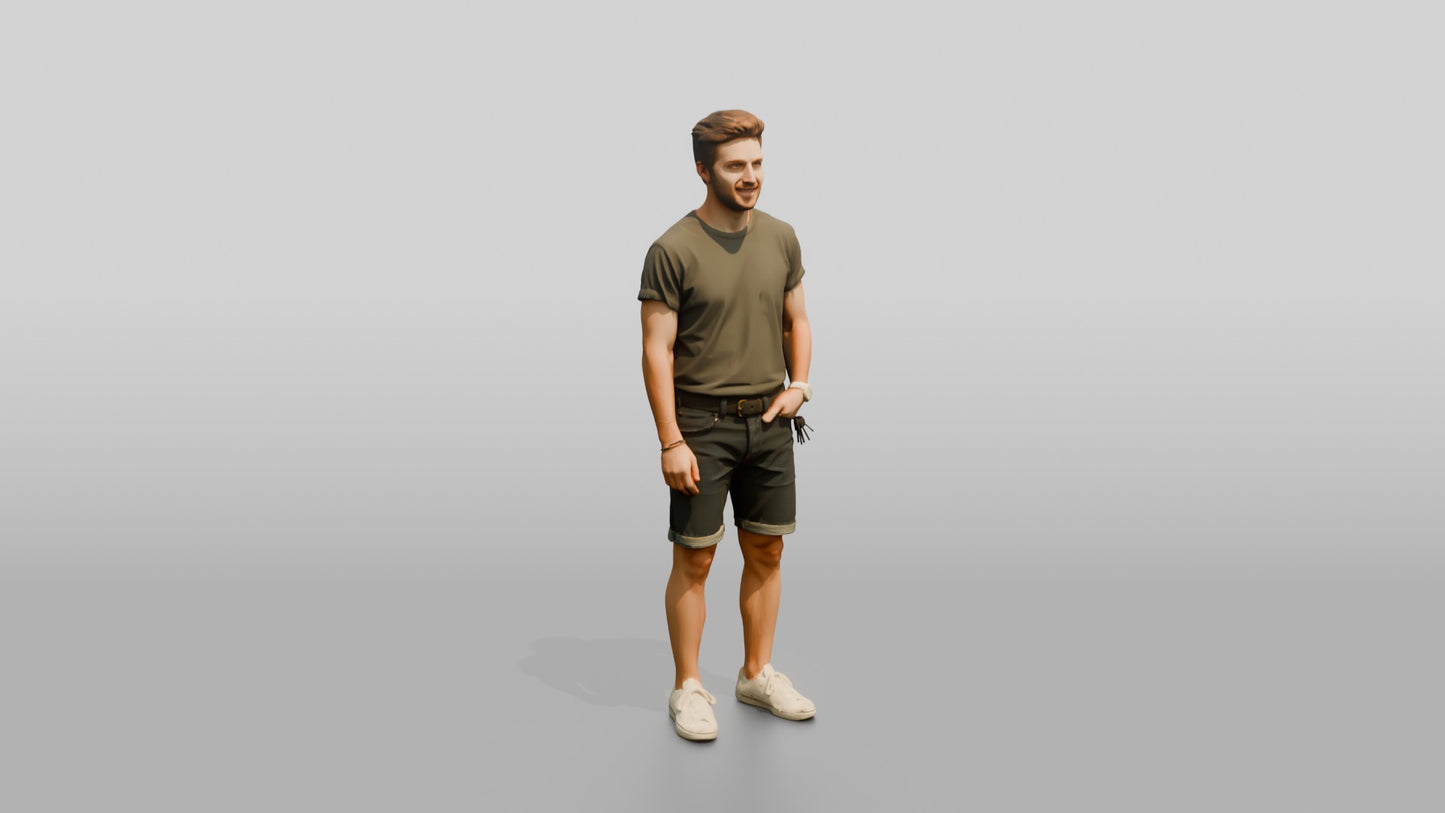 Caucasian Man in Vintage-Wash T-Shirt