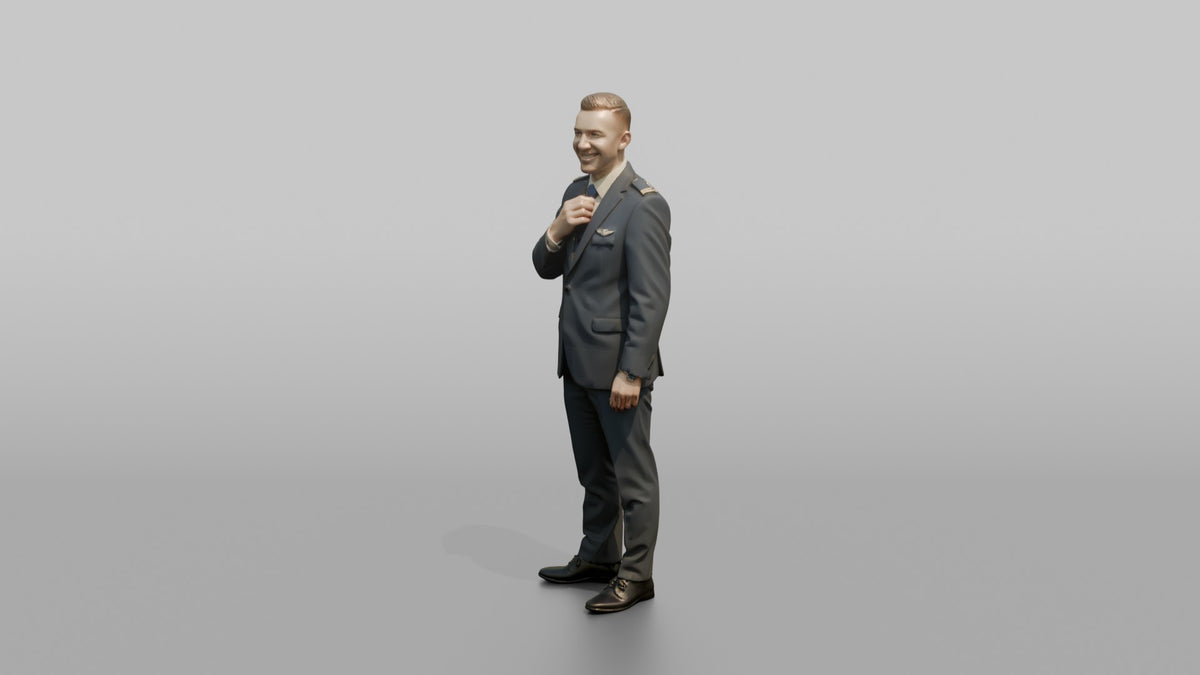 Middle Eastern Flight Attendant Presenting a Menu Card - 3D character model, view 4