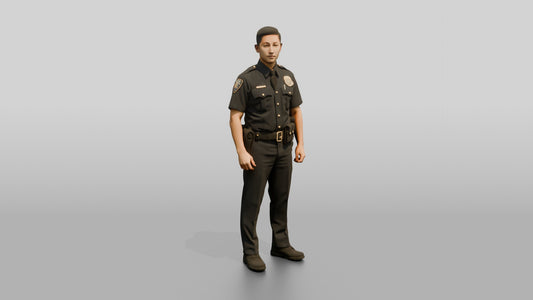 Police Officer Shrugging Playfully - 3D character model, view 1