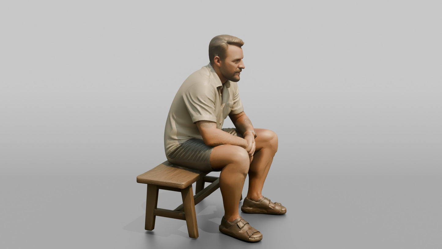 Scandinavian Man Sitting Relaxed on a Bench