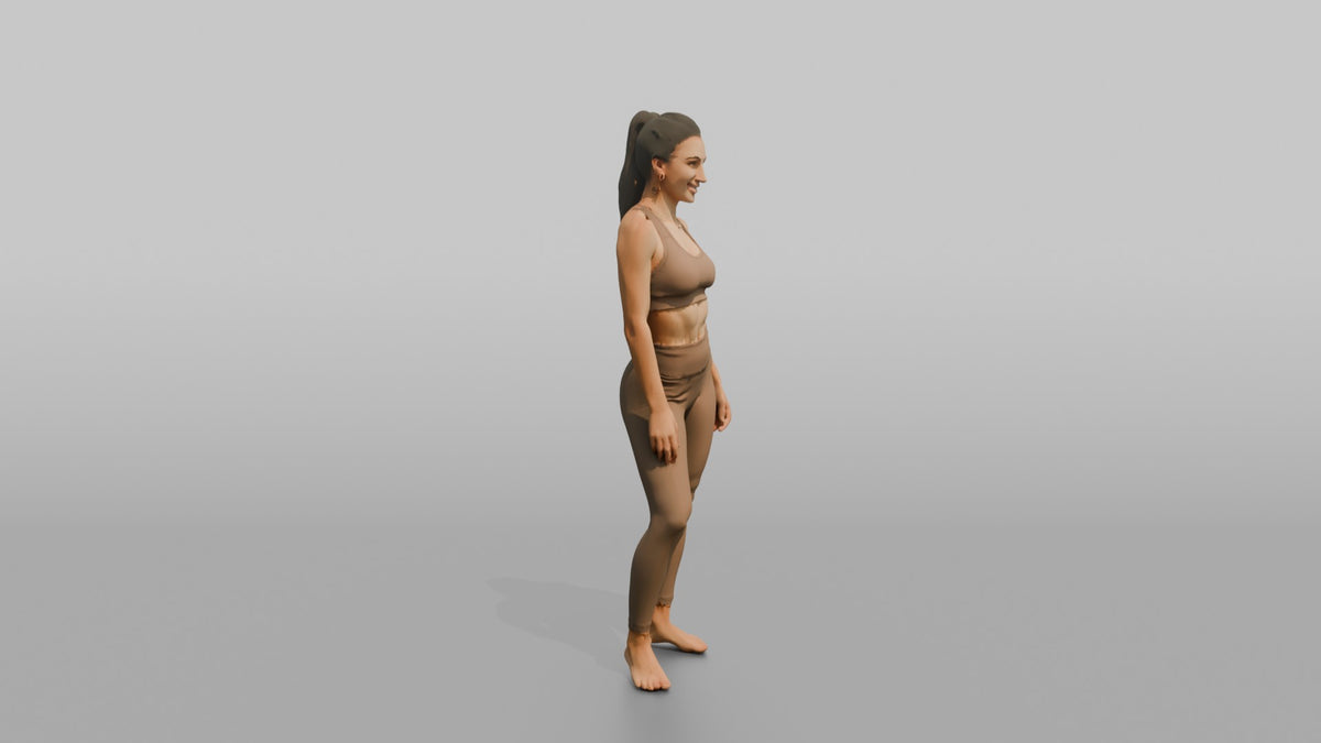 Fitness Influencer Woman Standing With A Slight Hip Pop - 3D character model, view 2