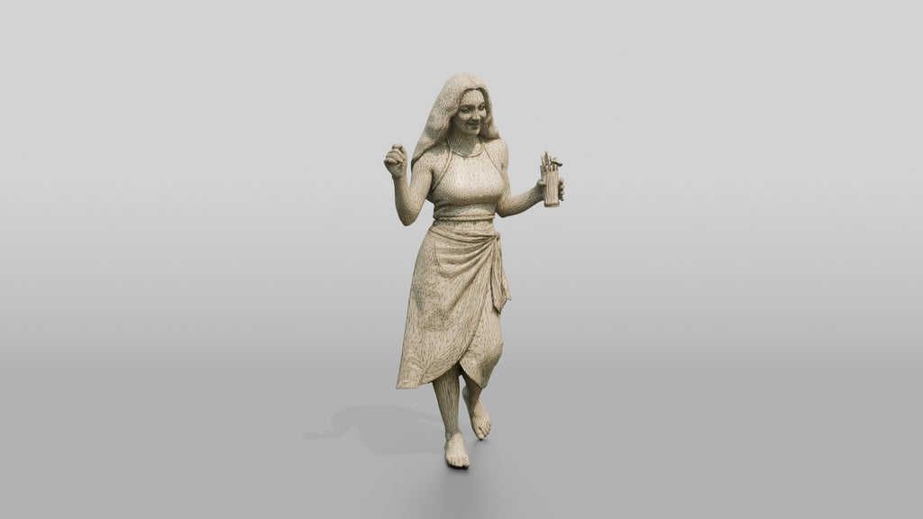 Woman with a Drink in a Wrap Skirt