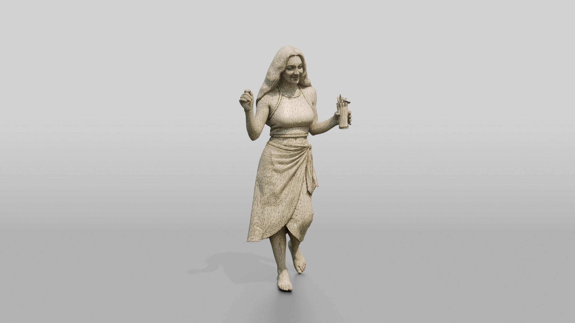 Woman with a Drink in a Wrap Skirt