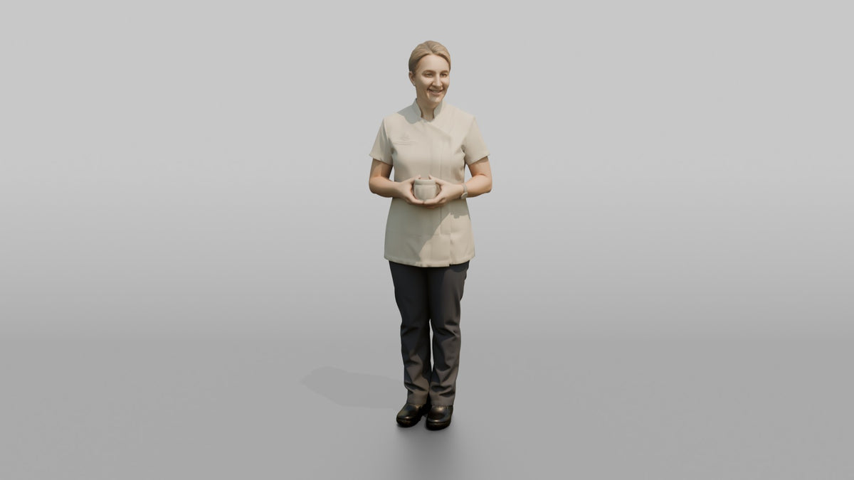 Esthetician Man Holding A Jar Of Face Cream - 3D character model, view 5