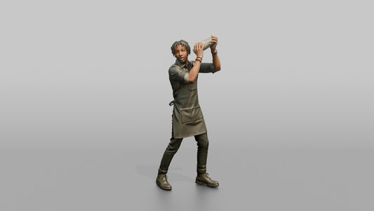 Bartender Man Shaking A Cocktail Shaker Overhead - 3D character model