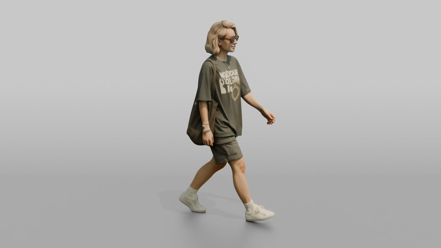 Scandinavian Woman Walking in an Oversized Graphic Tee