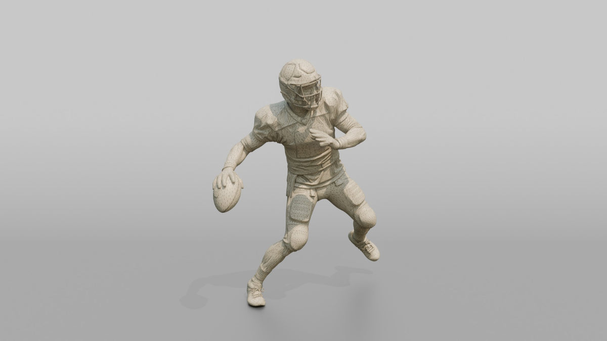 Quarterback Releasing a Sidearm Pass - wireframe topology preview