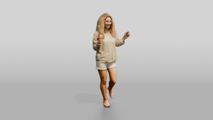 Blonde Woman with a Summer Drink - 3D character model, view 1