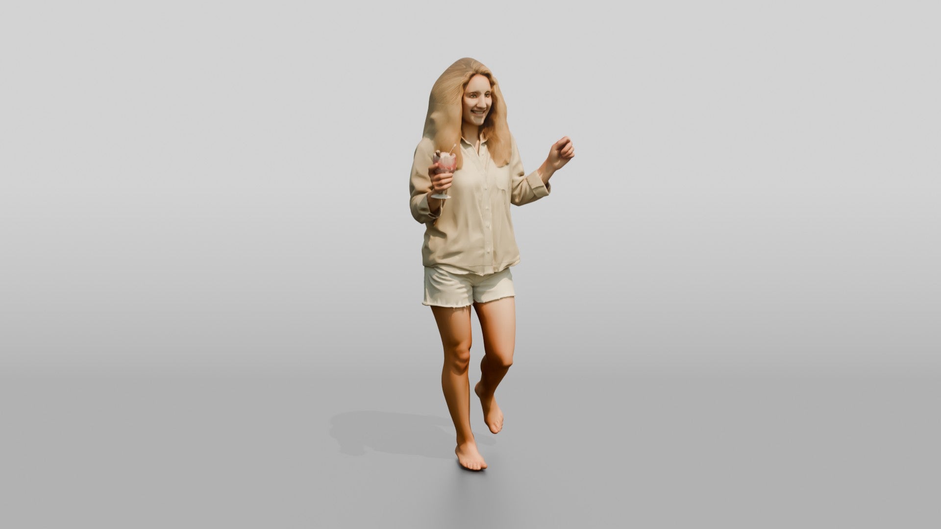 Blonde Woman with a Summer Drink