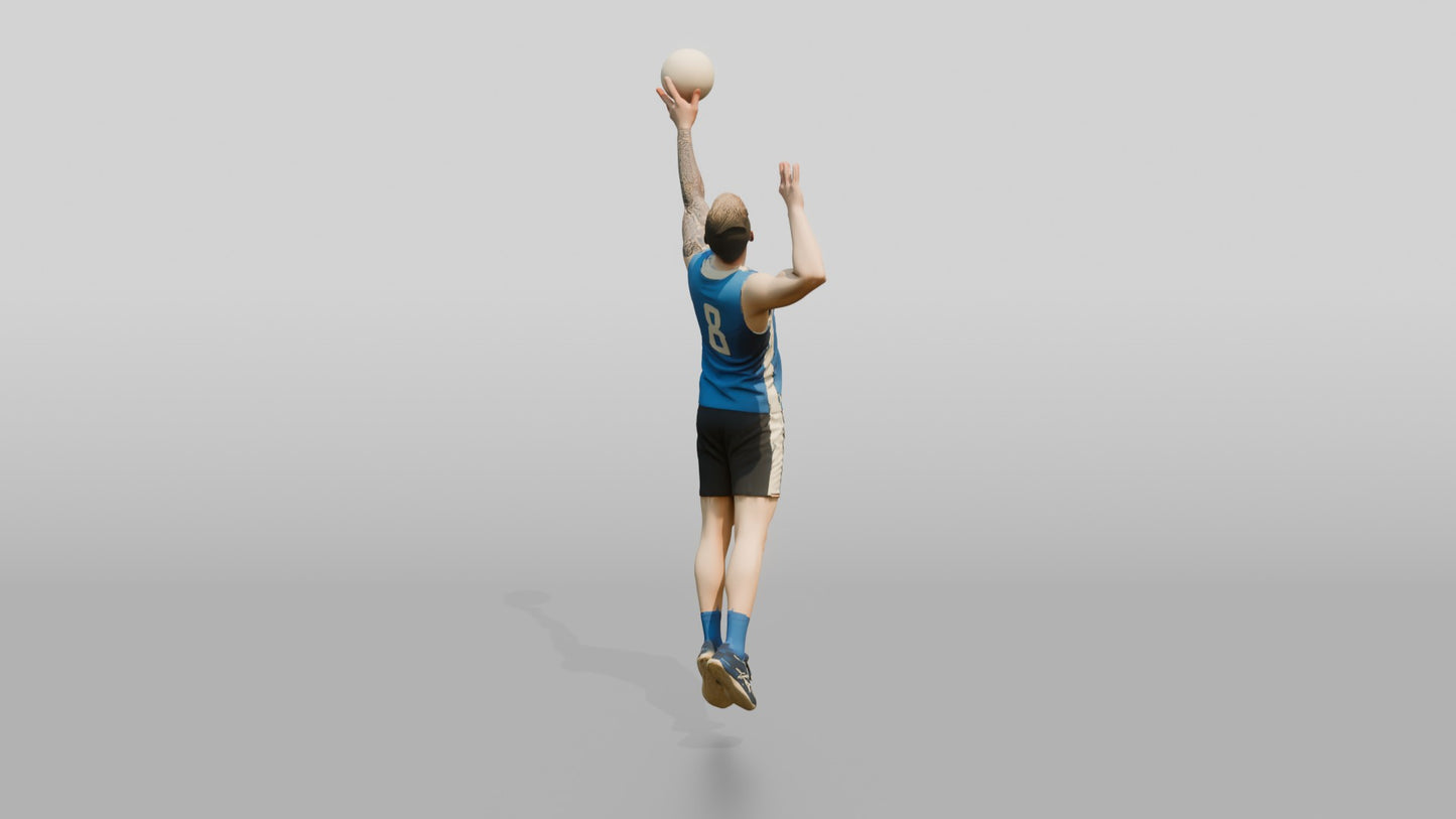 Caucasian Male Volleyball Player in Blue Jersey