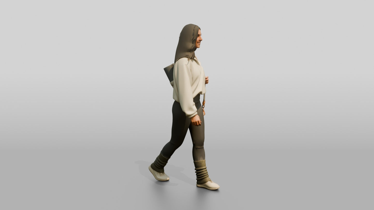 Walking Woman with Mat Bag
