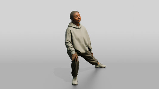 Woman in Deep Side Lunge - 3D character model, view 1