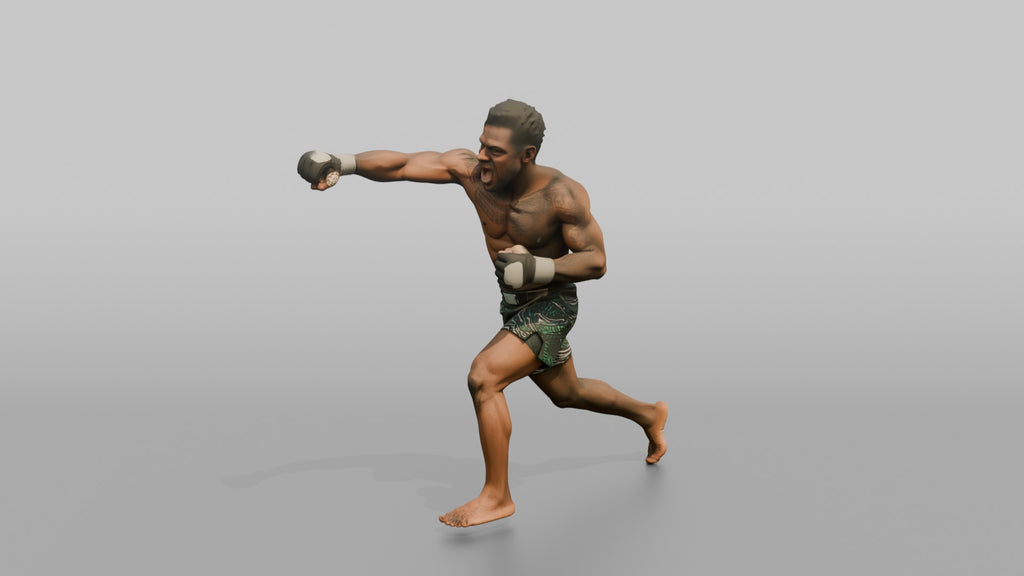 MMA Fighter Aggressive Overhand Right Punch