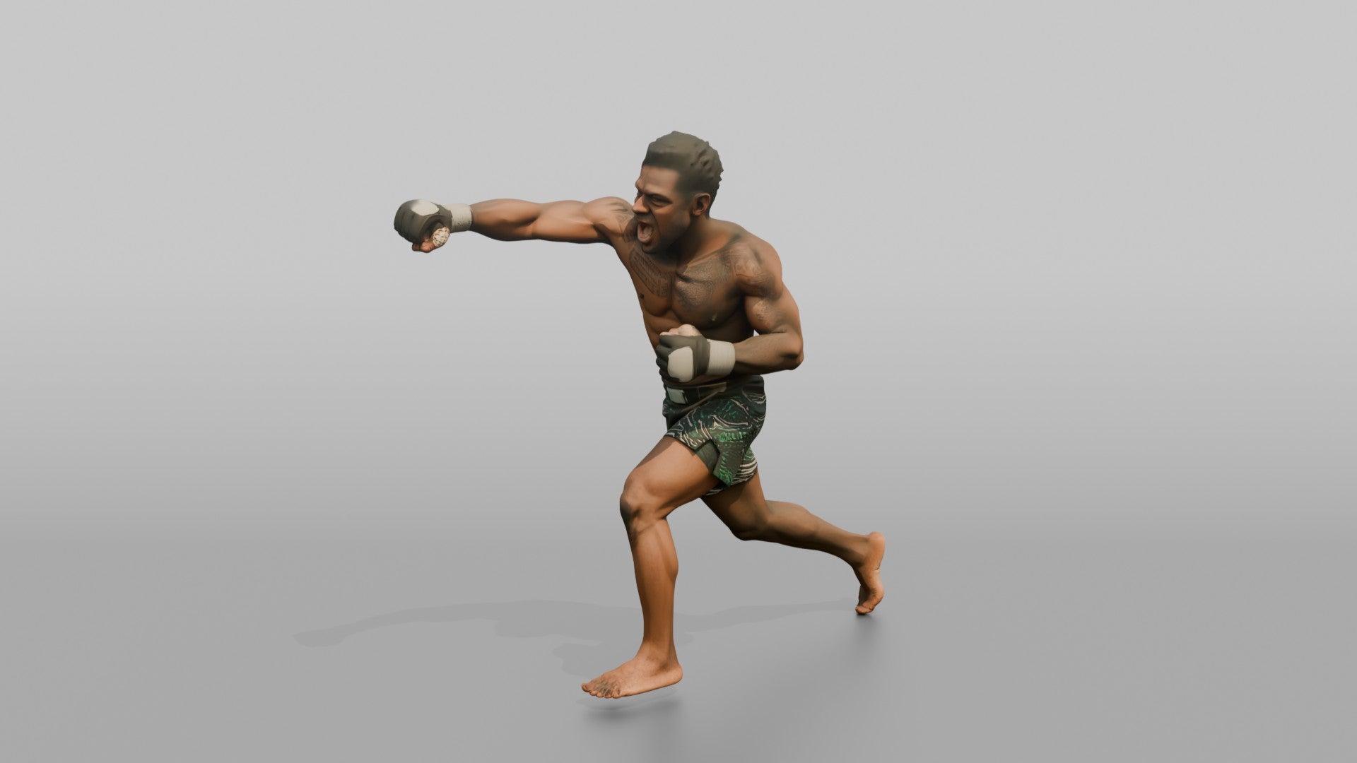 MMA Fighter Aggressive Overhand Right Punch