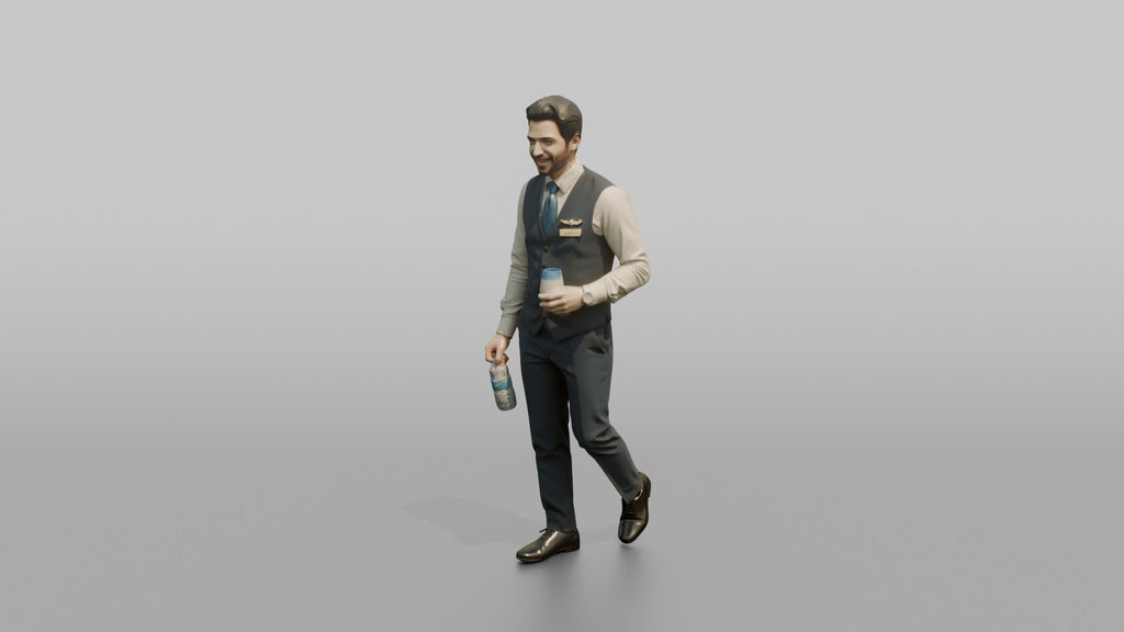 Southeast Asian Flight Attendant with a Luggage Roller