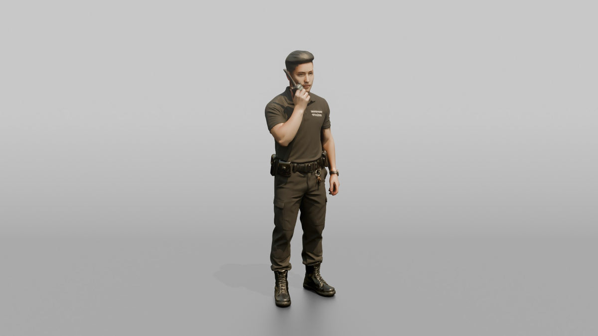 Door Staff Man Holding A Two-way Radio To The Mouth - 3D character model