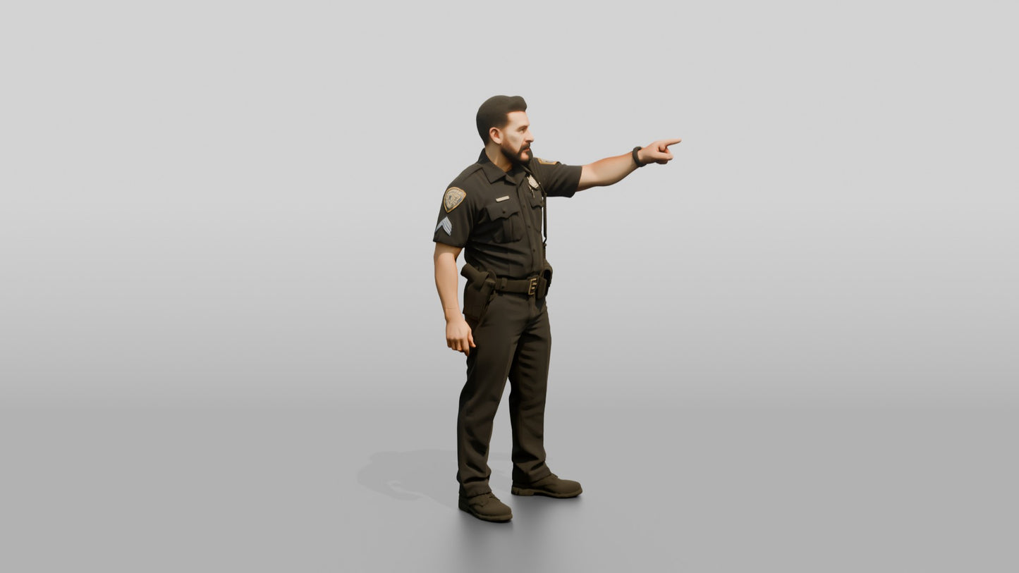 Police Officer Pointing Toward the Distance