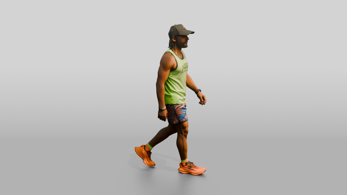 Afro-Latino Man in Neon Athletic Singlet