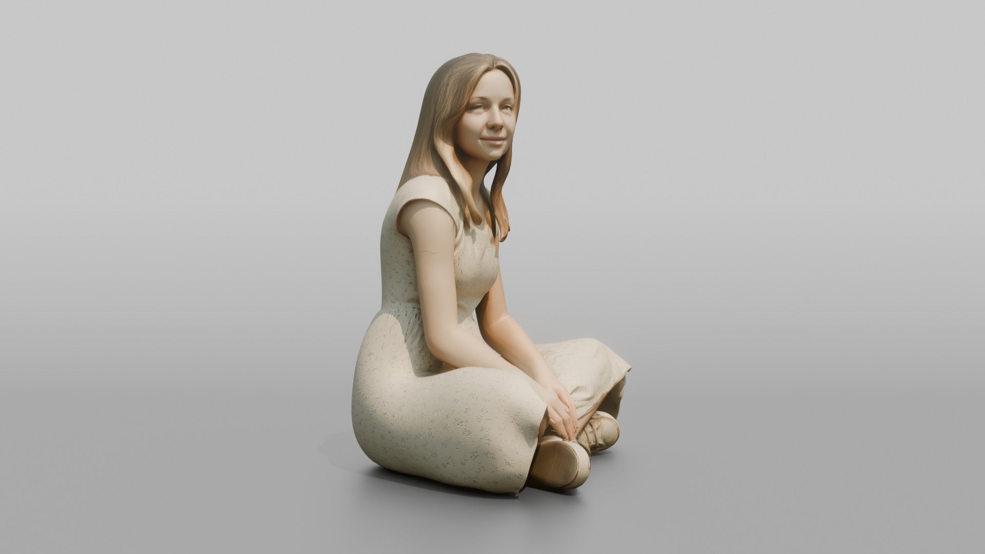 British Teenage Girl Sitting in a Summer Dress