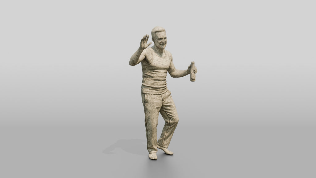 Man Waving with a Beer