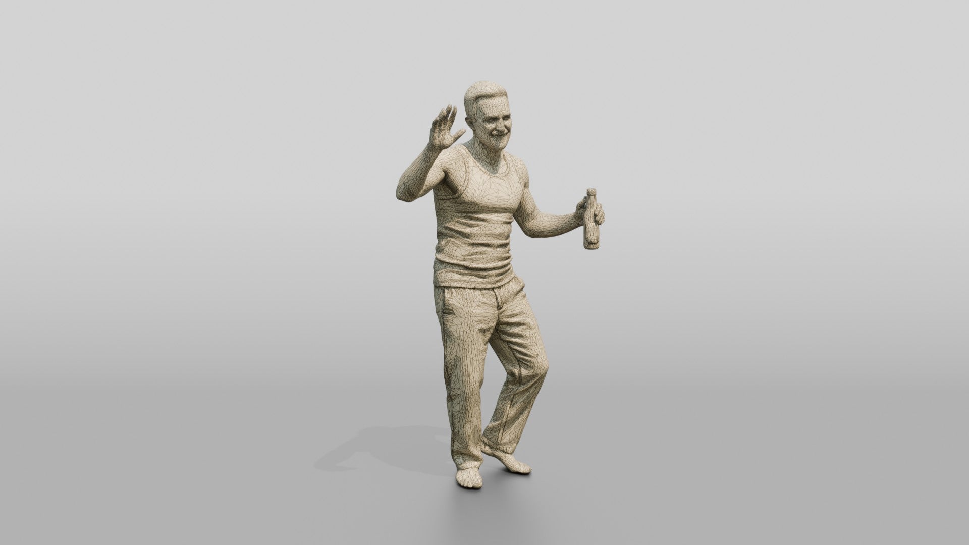 Man Waving with a Beer