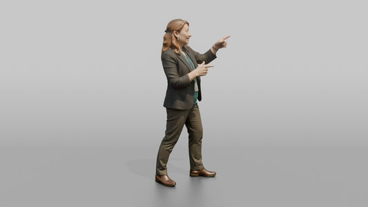 Woman Store Manager Pointing While Explaining Something - 3D character model