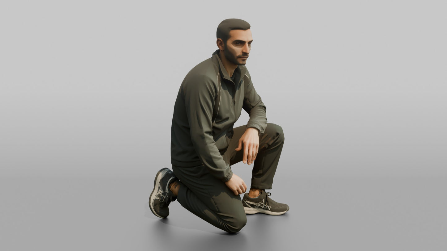 Protester Man Kneeling in Solidarity
